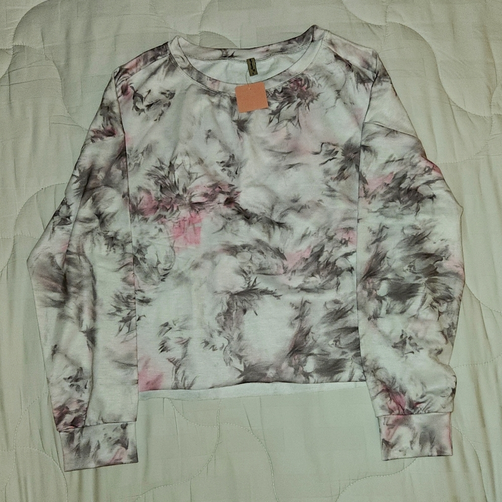 Pink and grey Tie dye light sweater/athleisure/loungewear/beachwear